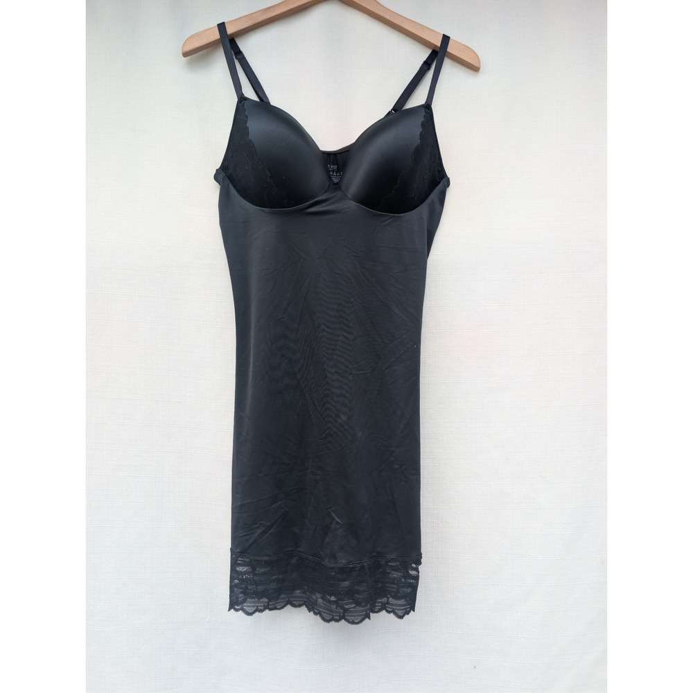 Red Hot By Spanx Shaping Slip Womens XL Black Elastane Built In Bra Lace